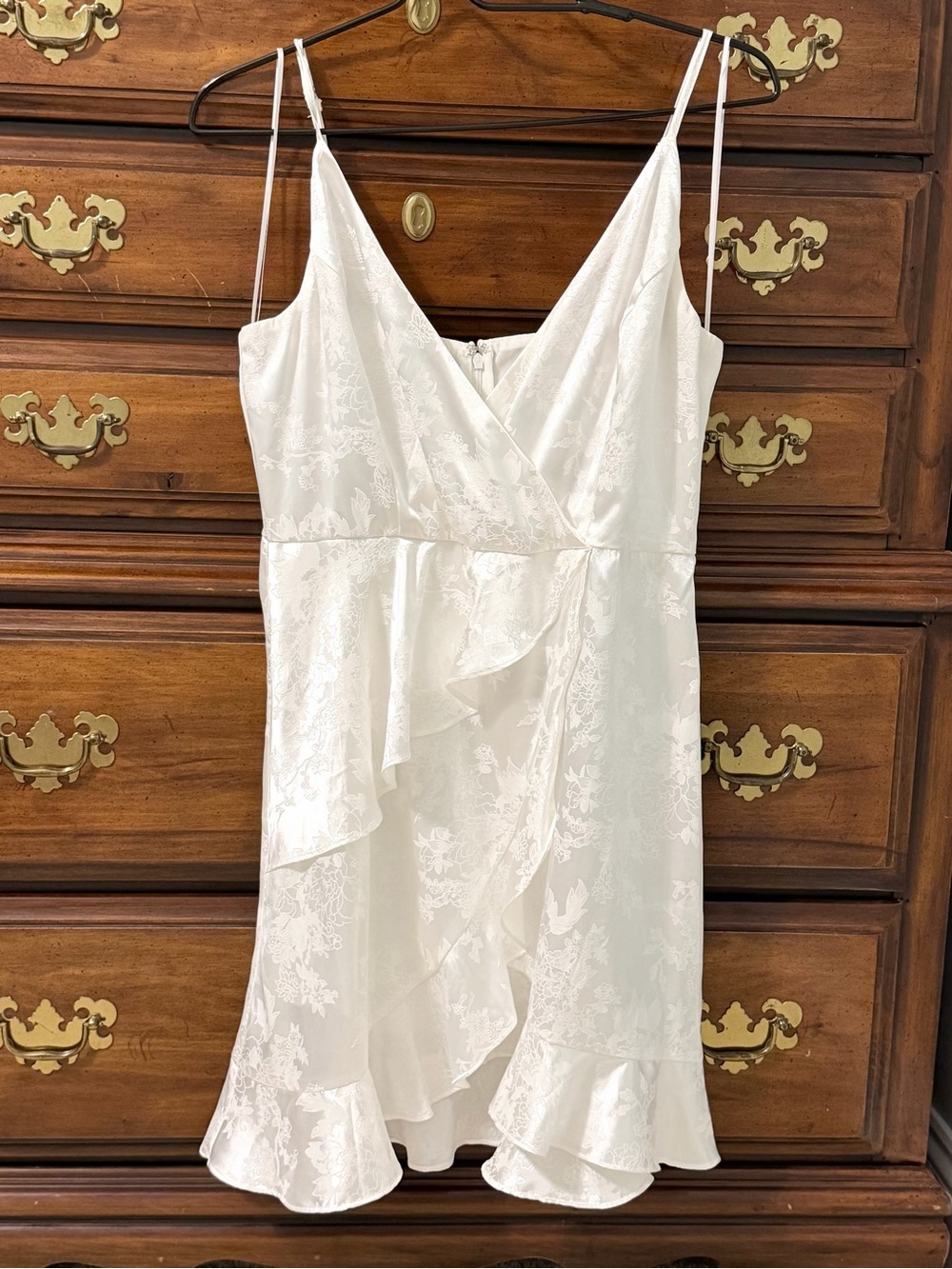 Altar'd State White Floral Jacquard Ruffle Slip Dress Large